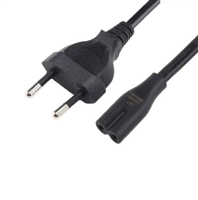 रूस के लिए CE VDE ENEC AC Europ 2 Prong IEC C7 इलेक्ट्रिक पावर प्लग 2.5A 250V 2 पिन Eu पावर कॉर्ड पावर केबल