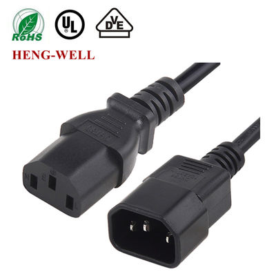 ब्लैक यूएस पावर एक्सटेंशन कॉर्ड, 10A 15A 125V 250V 18AWG कंप्यूटर पावर कॉर्ड