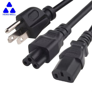 UL 3 वायर यूएसए पावर कॉर्ड 18AWG इलेक्ट्रिकल NEMA 5-15p से IEC C13 लैपटॉप केबल