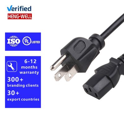 3 पिन 15A 125V UL पावर कॉर्ड